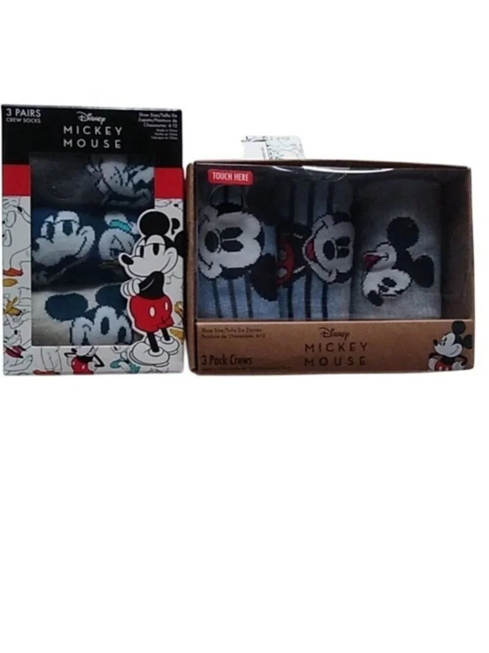 Boxed Disney Mickey + Friends Size 6-12 socks, 6 pairs